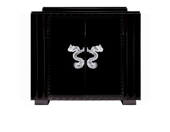 Bar dragon en édition numérotée, cristal incolore et ébène noire, petit modèle - Lalique